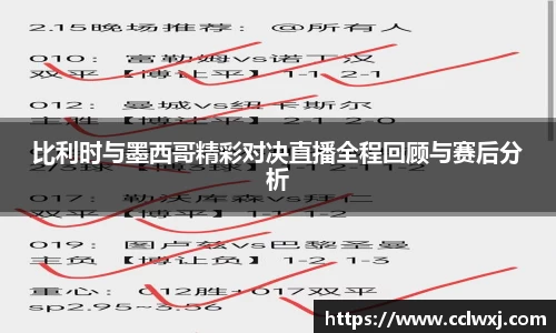 比利时与墨西哥精彩对决直播全程回顾与赛后分析